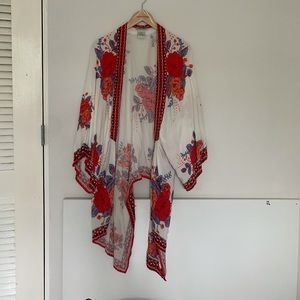 Floral white kimono